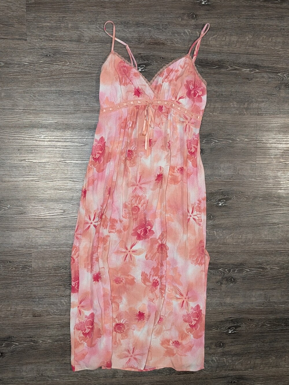 Pink Floral Maxi Dress with Adjustable Straps
